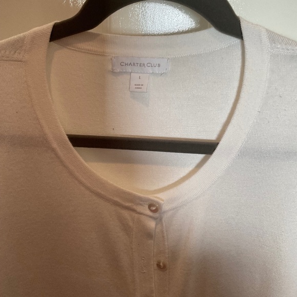 White Classic Cardigan Charter Club, L - Picture 2 of 4